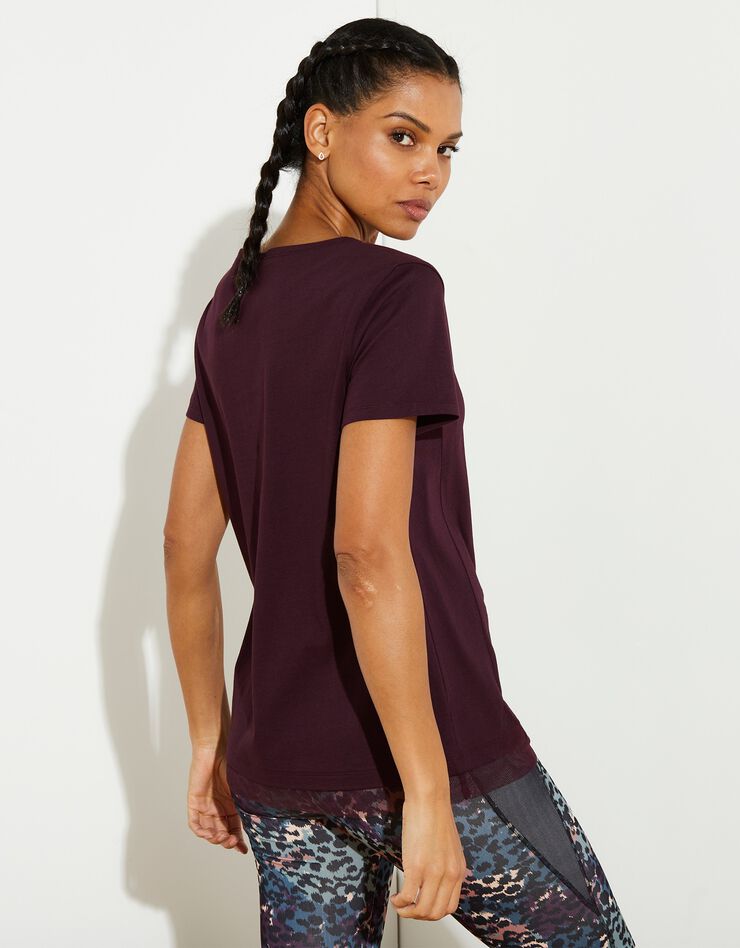 Tee-shirt manches courtes détail résille (prune) Tee-shirt manches courtes détail résille (prune)
