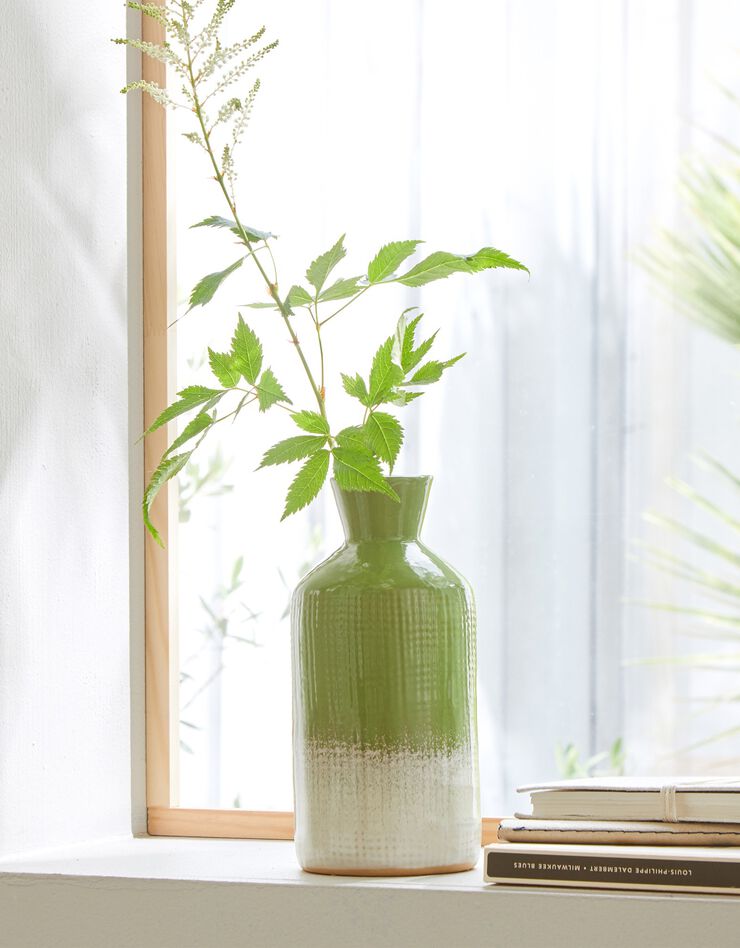 Vase en céramique bicolore - hauteur 18 cm (vert)