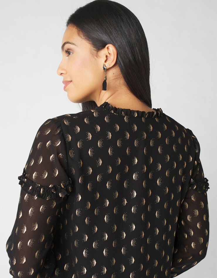 Robe en voile imprimé doré (noir / doré)