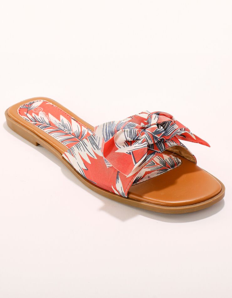 Mules plates imprimées avec nœud fantaisie (orange) Mules plates imprimées avec nœud fantaisie (orange)