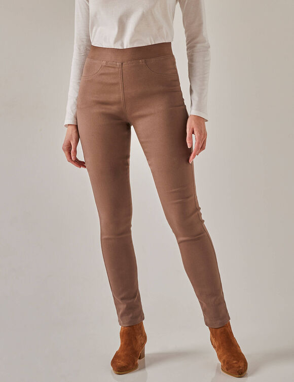 Jegging petite stature - taille élastiquée ultra confort (marron glacé)