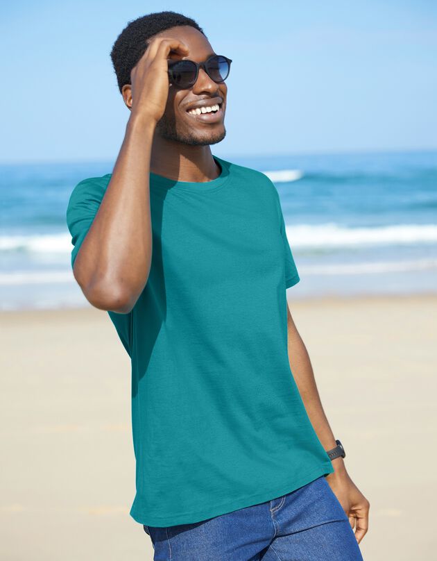 Tee-shirt col rond manches courtes - lot de 3 (turquoise + bordeaux + marine)