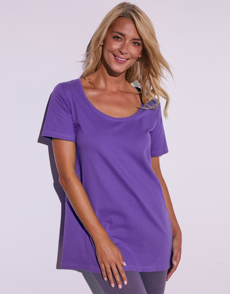 Tee-shirt uni col rond en coton bio(1), éco-responsable (iris) Tee-shirt uni col rond en coton bio(1), éco-responsable (iris)