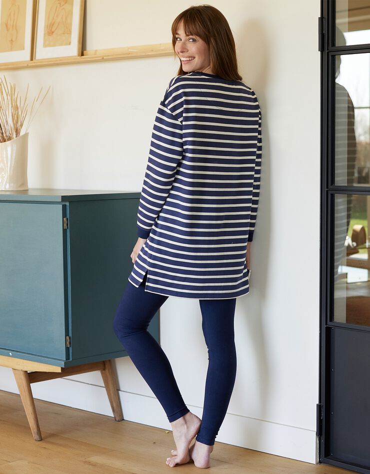 Pyjama molleton rayé avec legging (marine / écru) Pyjama molleton rayé avec legging (marine / écru)