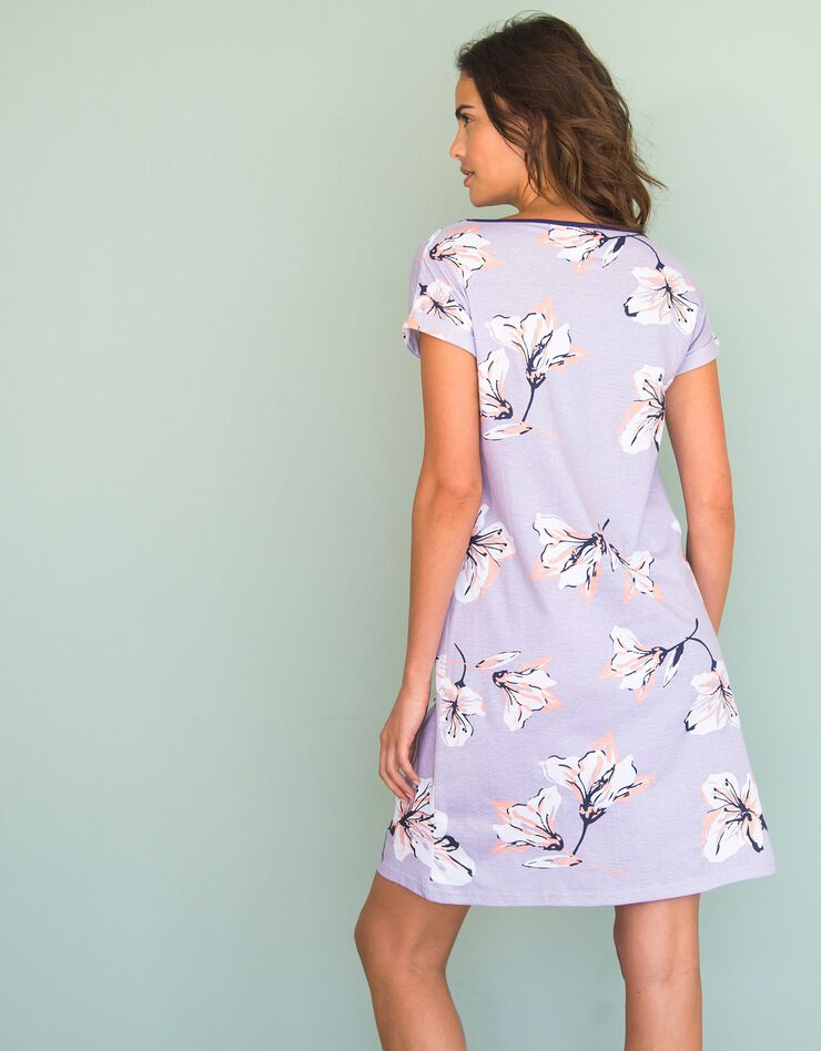 Chemise de nuit imprimé fleuri - lot de 2 (marine + parme) Chemise de nuit imprimé fleuri - lot de 2 (marine + parme)