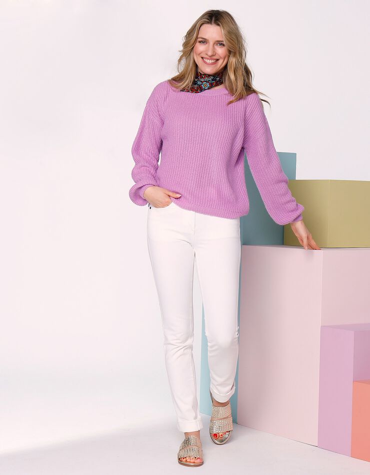 Pull boîte manches longues, maille anglaise <br/> (parme) Pull boîte manches longues, maille anglaise <br/> (parme)