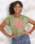 T-shirt imprimé placé "love" (kaki / rose)