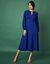 Robe mi-longue évasée unie (bleu dur)