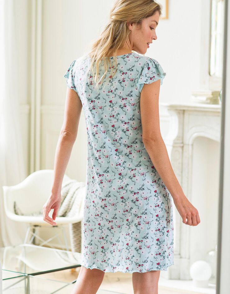 Chemise de nuit manches courtes imprimée (vert d'eau) Chemise de nuit manches courtes imprimée (vert d'eau)