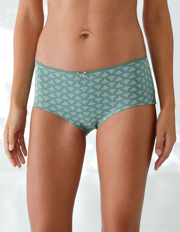  Culotte coton forme shorty imprimé motifs « étoiles » assortis– Lot de 4 (sable / vert)