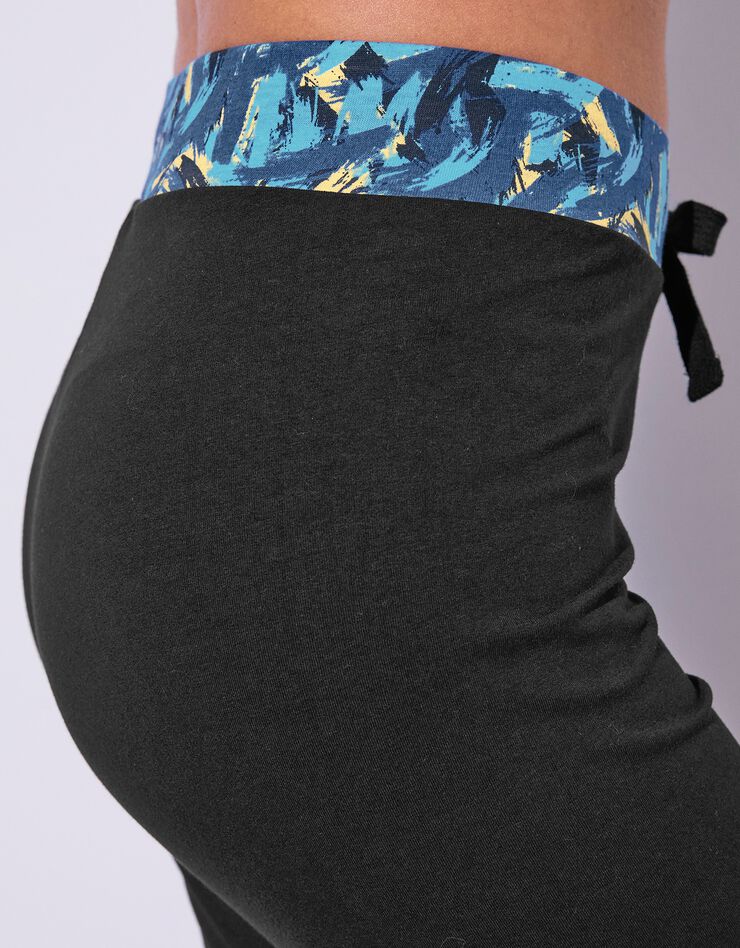 Pantalon droit à taille imprimée (noir / turquoise) Pantalon droit à taille imprimée (noir / turquoise)