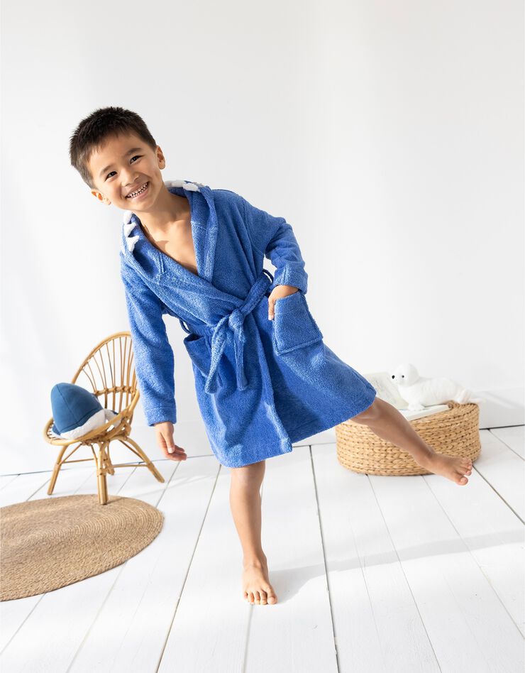 Peignoir de bain enfant requin éponge coton - 340g/m² (bleu dur) Peignoir de bain enfant requin éponge coton - 340g/m² (bleu dur)