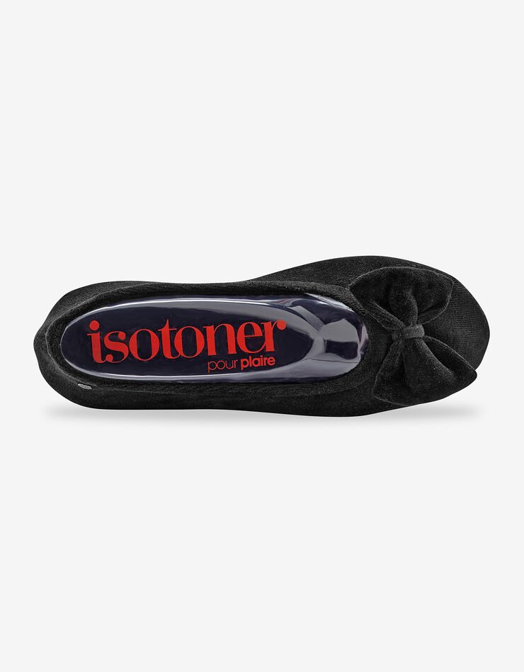 Ballerines velours uni issu de l'agriculture biologique - large noeud (noir) Ballerines velours uni issu de l'agriculture biologique - large noeud (noir)