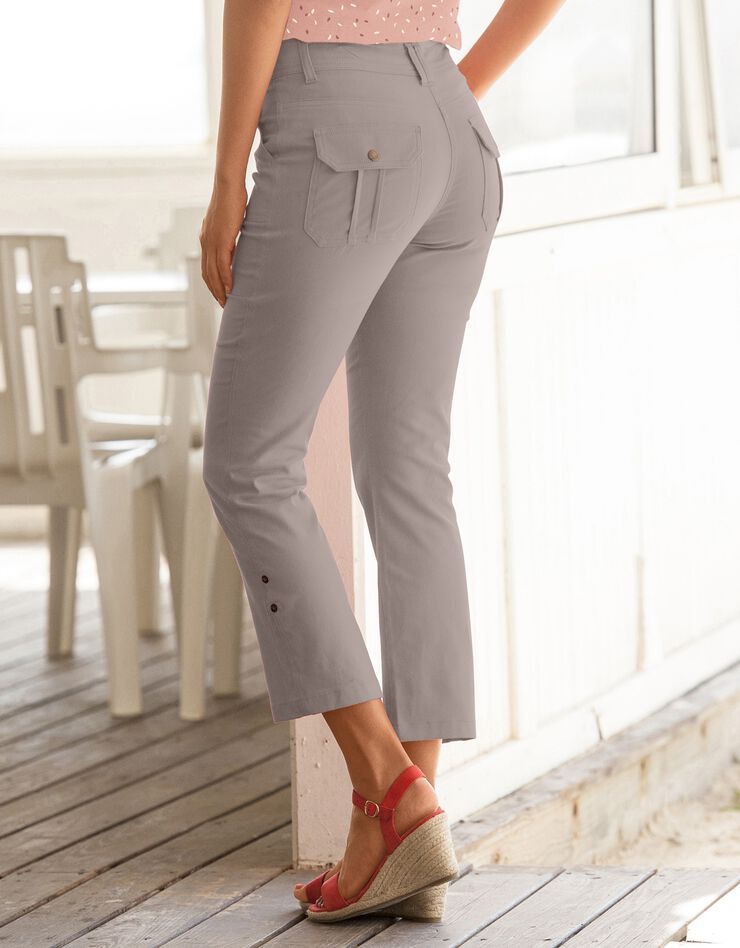 Pantacourt jean retroussable (taupe) Pantacourt jean retroussable (taupe)
