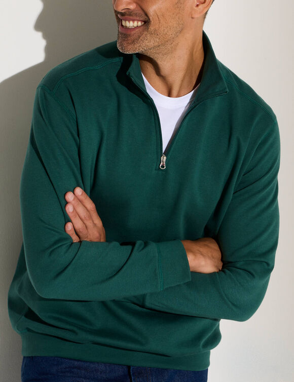 Sweat molleton col camionneur zipp&eacute; (vert sapin)