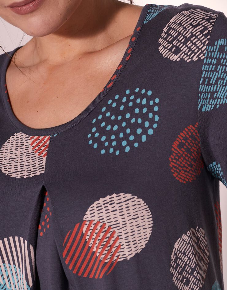 Chemise de nuit courte imprimée graphique (gris anthracite) Chemise de nuit courte imprimée graphique (gris anthracite)