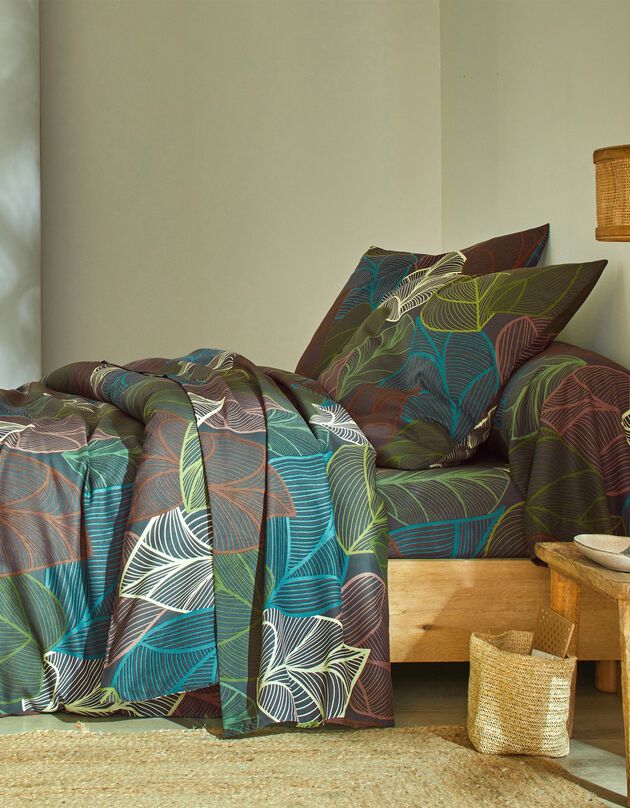 Linge de lit Elsa en polycoton à motifs feuilles (vert) Linge de lit Elsa en polycoton à motifs feuilles (vert)