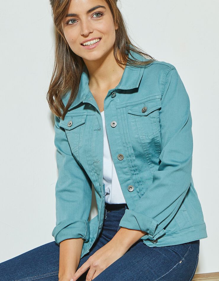 Veste boutonnée plis fantaisie (vert) Veste boutonnée plis fantaisie (vert)