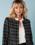 Veste tweed sp&eacute;cial Petites manches longues &agrave; carreaux (noir)