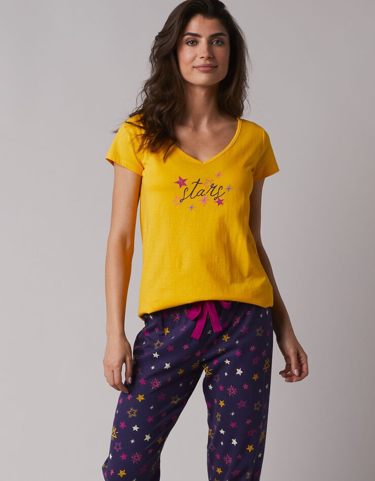 Tee-shirt de pyjama manches courtes imprimé Estrella (jaune) Tee-shirt de pyjama manches courtes imprimé Estrella (jaune)