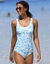 Maillot de bain 1 pièce Linao (turquoise / écru)