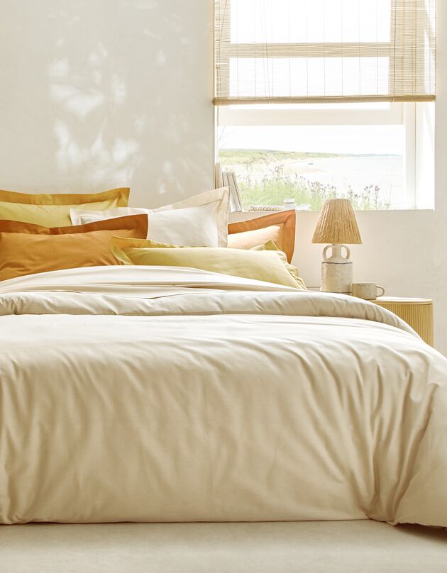 Linge de lit uni coton (sable)