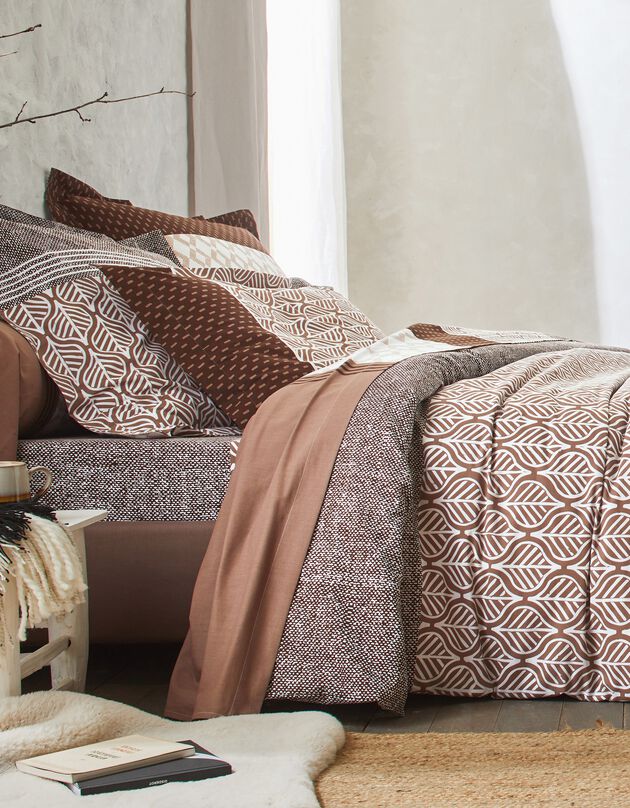 Linge de lit Tommy imprimé géométrique - coton (beige)