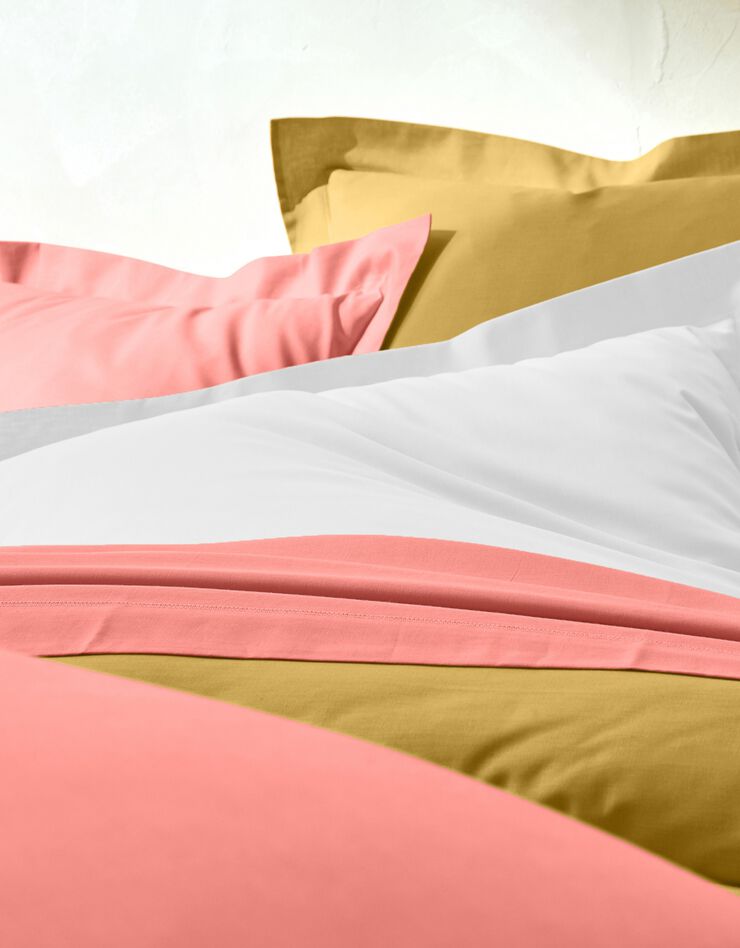 Linge de lit uni polyester-coton Colombine (corail)