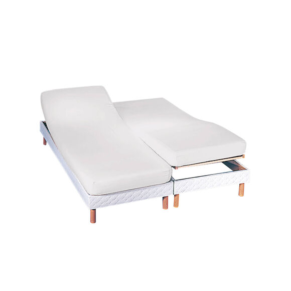 Drap-housse uni sommier articulé polyester-coton bonnets 26 cm (blanc)