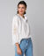 Blouse ample manches 7/8&egrave; brod&eacute;es (blanc)
