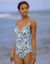 Maillot de bain 1 pièce avec armatures imprimé Tanza (écru / émeraude)
