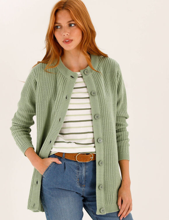 Pull col rond maille anglaise (vert p&acirc;le)