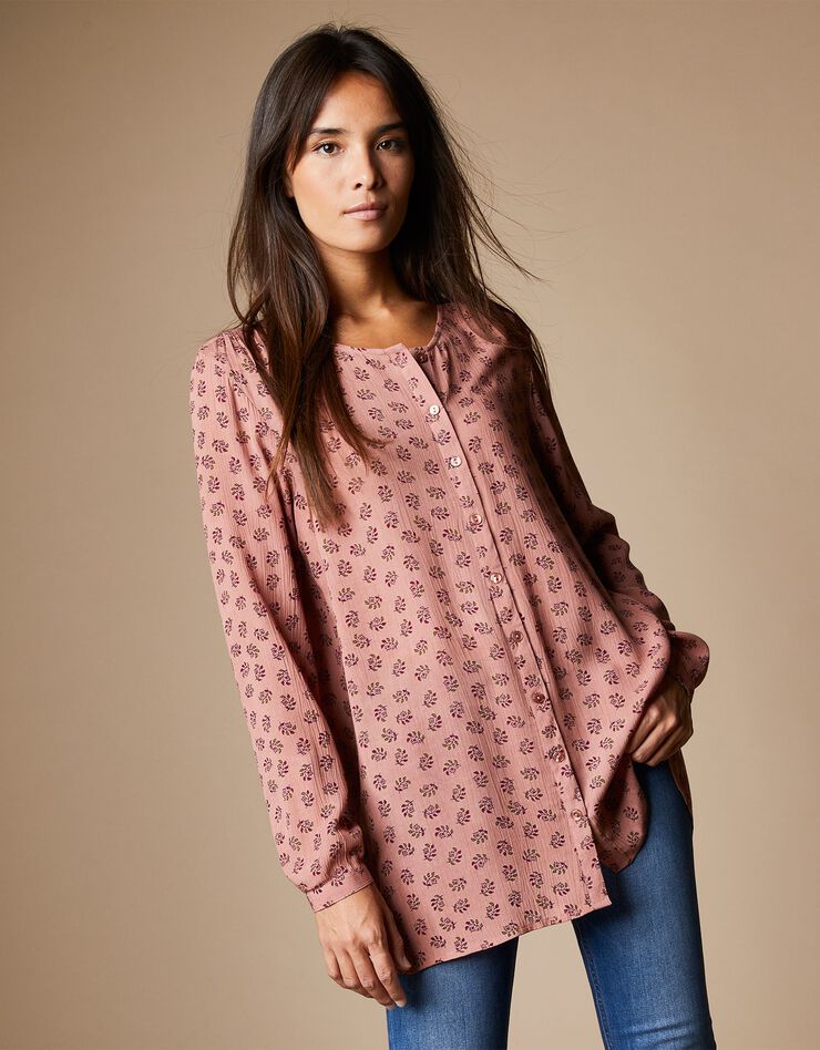 Blouse imprimée manches longues (bois de rose) Blouse imprimée manches longues (bois de rose)