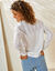 Pull manches blousantes, maille ajourée (blanc)