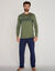 Pyjama pantalon jersey coton manches longues (kaki / marine)