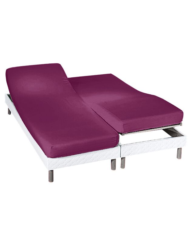 Drap-housse uni sommier articulé flanelle bonnets 26 cm (prune)