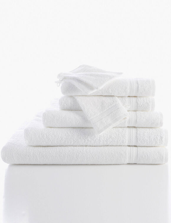 Collection serviettes de bain unies 420 g/m2 confort moelleux (blanc)