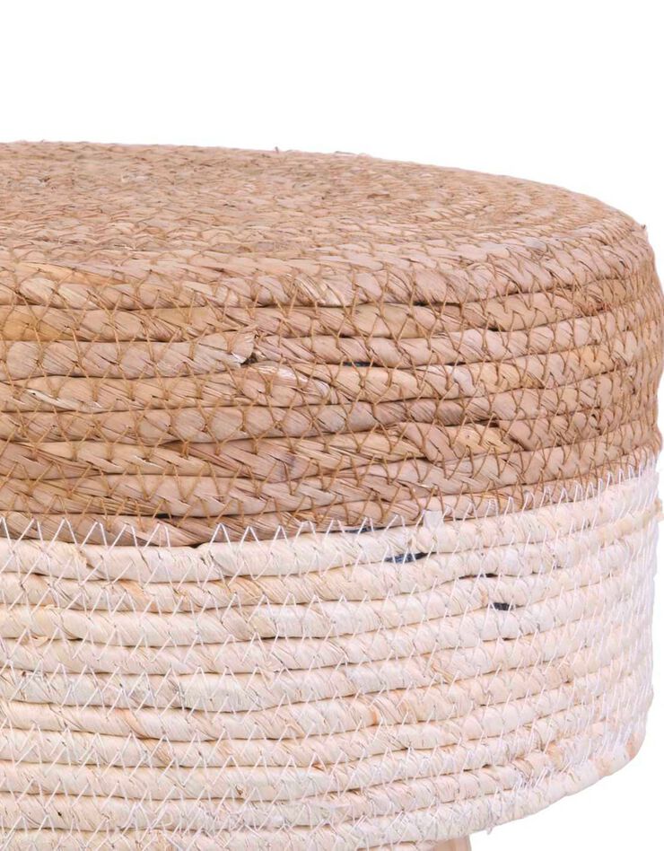 Tabouret avec assise bicolore tressée  (naturel)