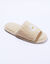 Mules plates ouvertes brodées marguerite (beige)
