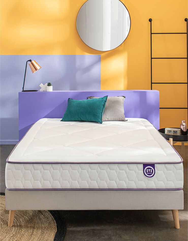 Matelas 651 ressorts + latex Mérinos 24 cm confort ferme (blanc)