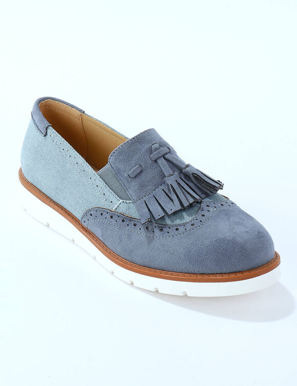 Slippers à franges (bleu)
