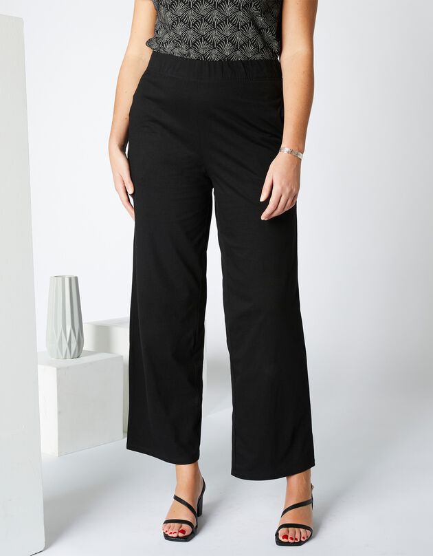 Pantalon large, maille (noir)