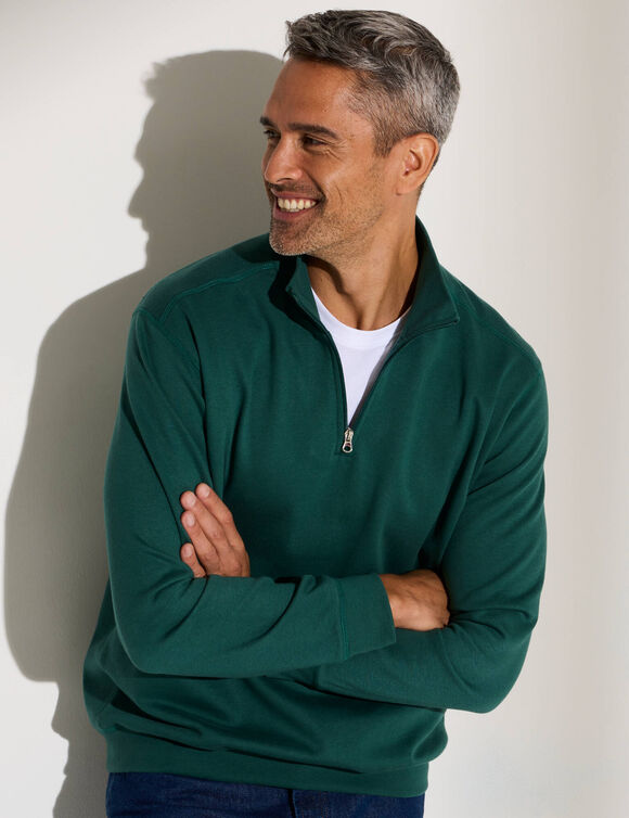 Sweat molleton col camionneur zipp&eacute; (vert sapin)