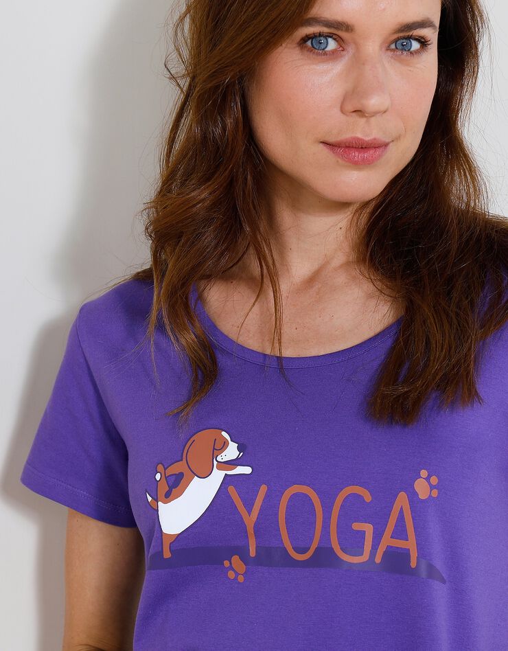 Chemise de nuit courte imprimé "Yoga" (violet)