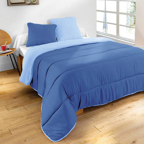 Couette bicolore microfibre 350 g/m&sup2; (bleu oc&eacute;an / bleu ciel)