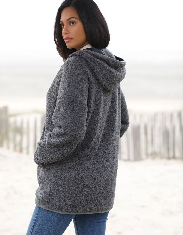 Parka bouclette métallisée réversible (gris / noir) Parka bouclette métallisée réversible (gris / noir)