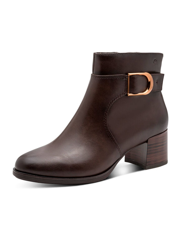 Boots boucle &agrave; talon grande largeur (chocolat)