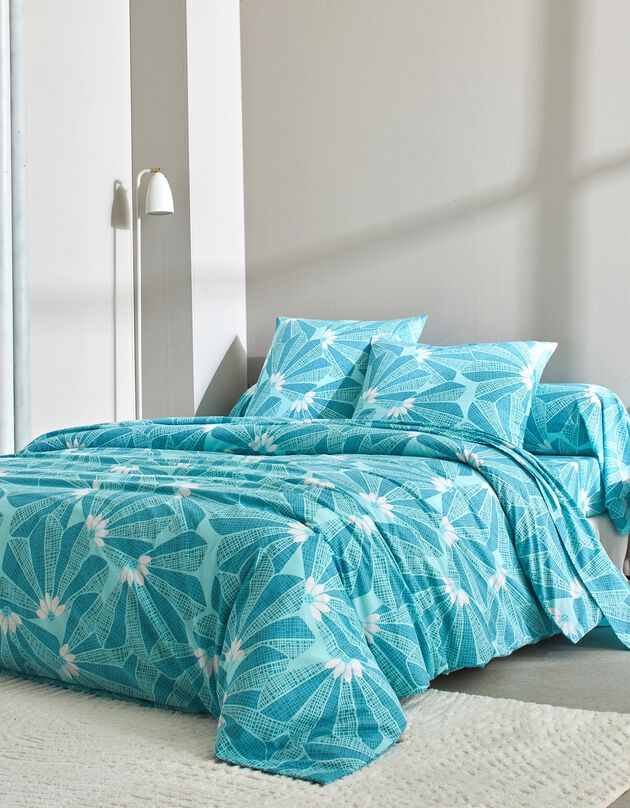 Linge de lit Eventail en coton (lagon)
