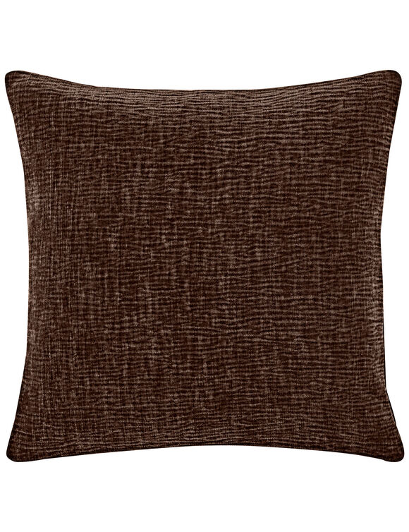 Housse de coussin tissage chenille - lot de 2 (chocolat)