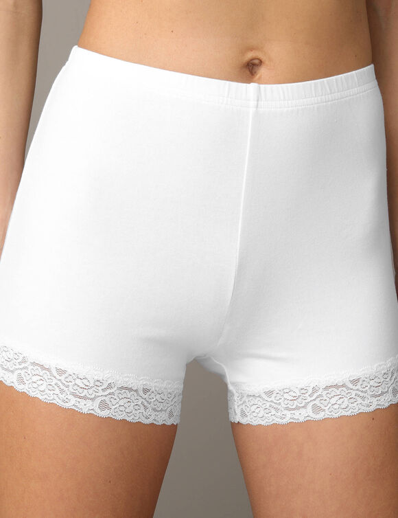 Boxer coton dentelle - lot de 2 (blanc)
